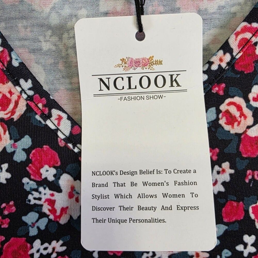NCLOOK Women's M Floral Sundress Navy Multicolor Sleeveless Knee Length - Picture 2 of 6